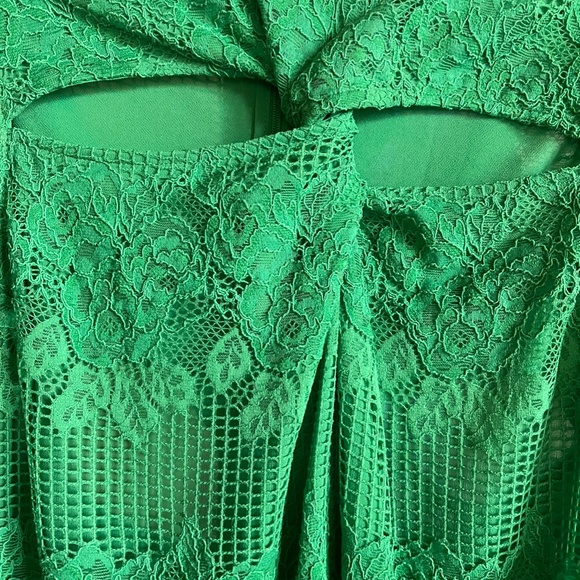GANNI Green Cutout Twisted Lace Midi Dress Long Sleeve  36 - Picture 10 of 10